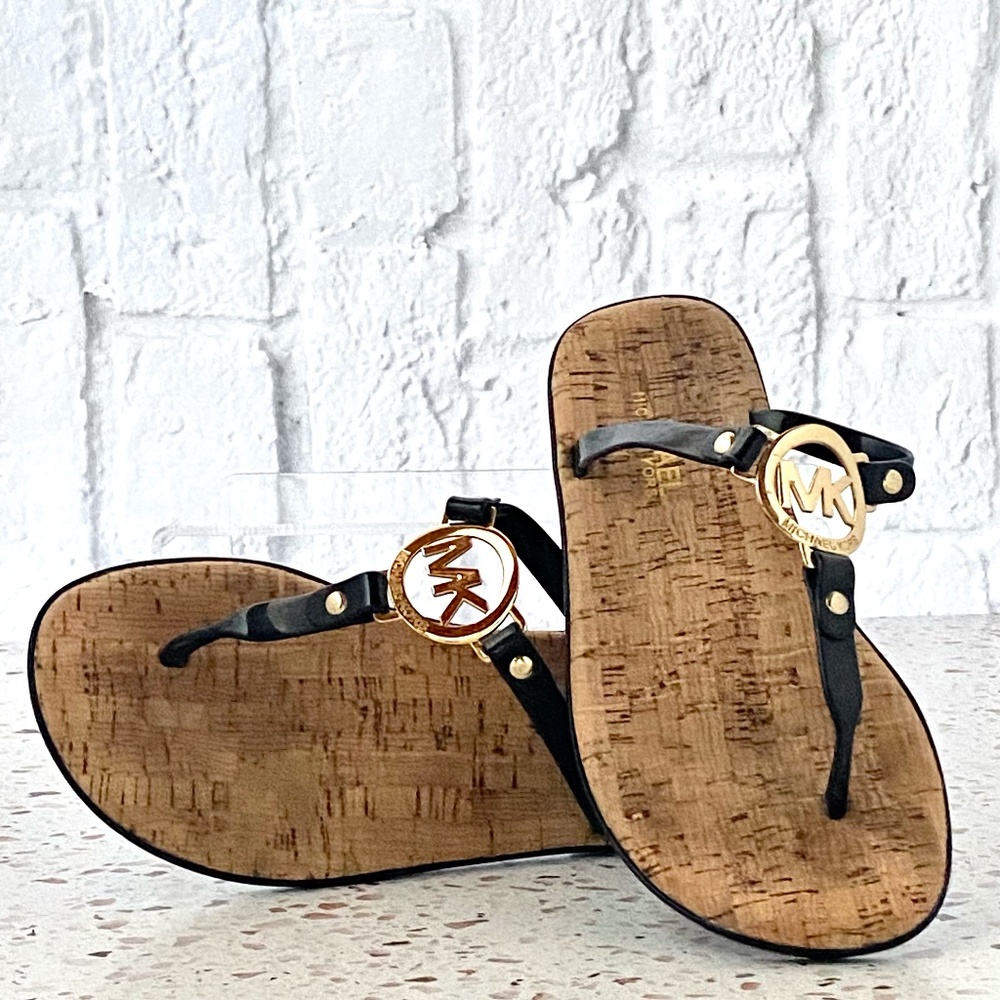 MK black and cork sandal
